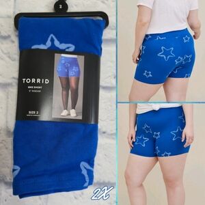 Torrid Blue Starry Bike Shorts Plus Size 2X New 5" Inseam